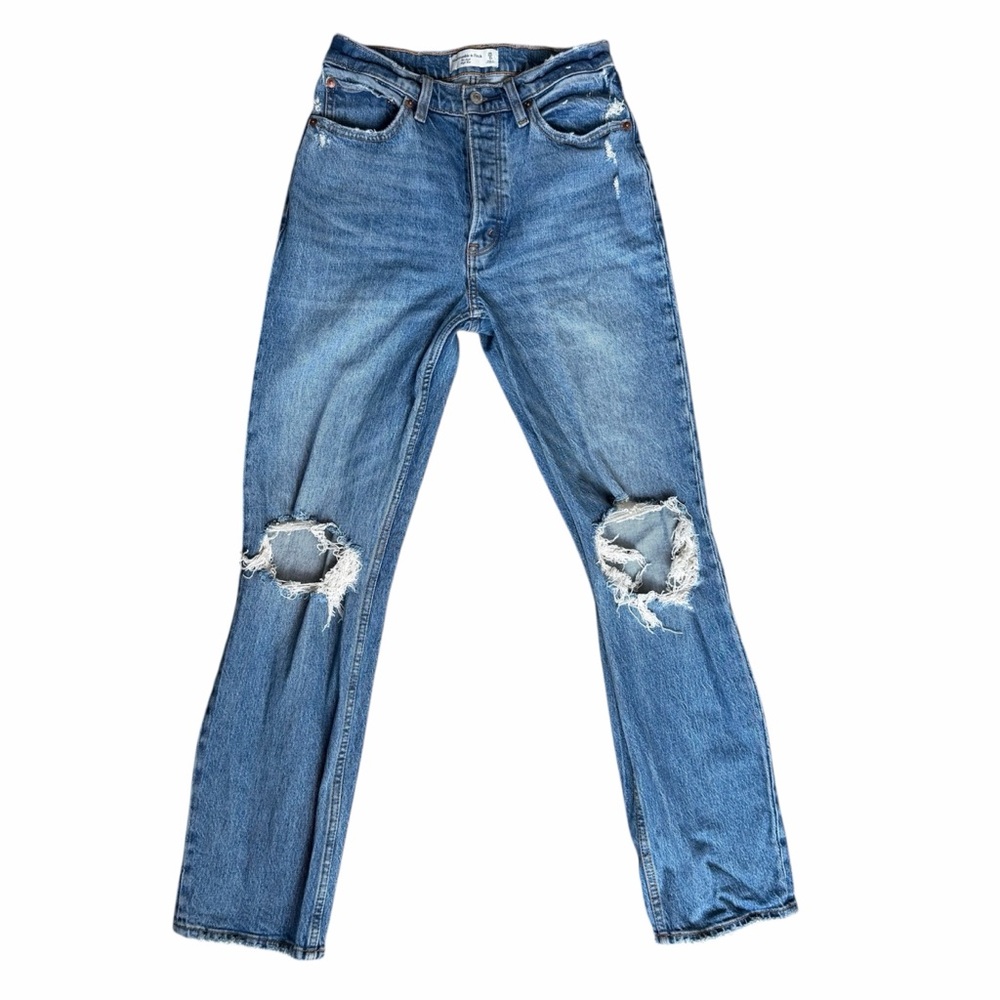 Abercrombie & Fitch The Dad High Rise Jean Distressed Medium Wash Size 0